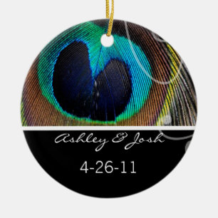 Ornamento do casamento da pena do pavão