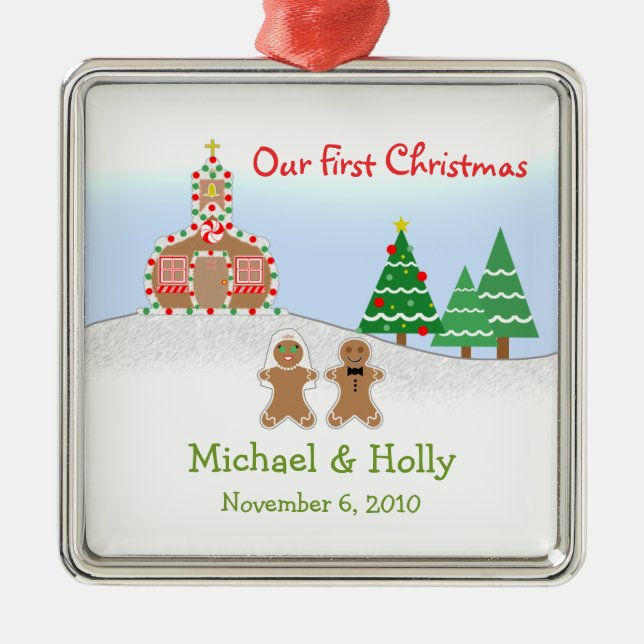 Ornamento do casamento - noiva & noivo do (Frente)