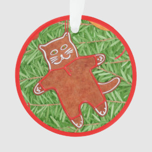 Ornamento do Círculo Acrílico do GATINHO GINGERBRE