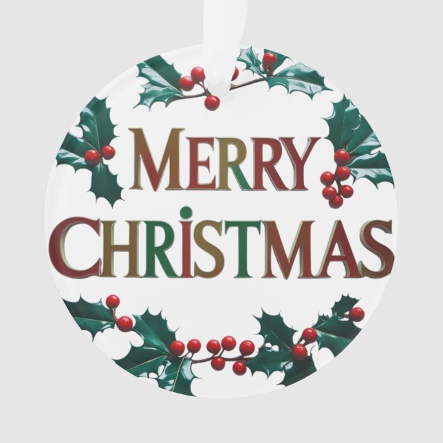 Ornamento do Círculo Acrílico Feliz Natal Elegante (Frente)