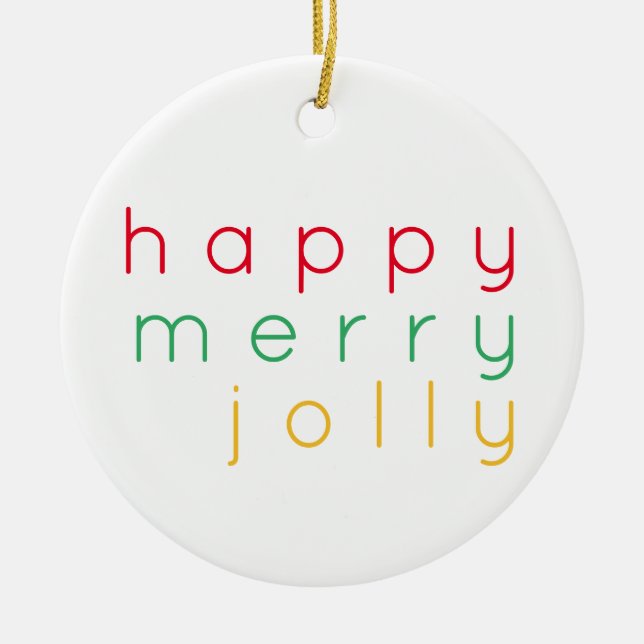 Ornamento do Círculo Cerâmico FELIZ FELIZ JOLLY (Frente)