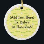 Ornamento do Círculo Hanukkah<br><div class="desc">Ornamento do Círculo de Chanucá. Personalize usando seu estilo de fonte,  cor,  tamanho e texto favoritos.</div>