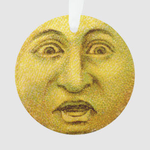 Ornamento do Círculo - Homem-Lua Amarelo Vintage