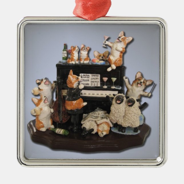 Ornamento do concerto "Yappy Hour" Corgi & Sheep (Frente)