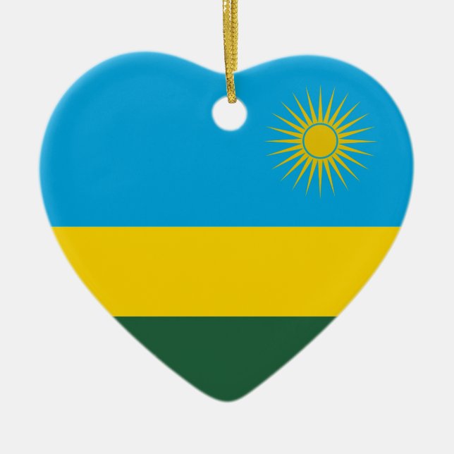 Ornamento do coração da bandeira de Rwanda (Frente)