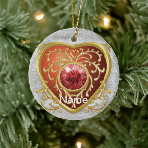 Ornamento do Coração de Jewel Red Faux
