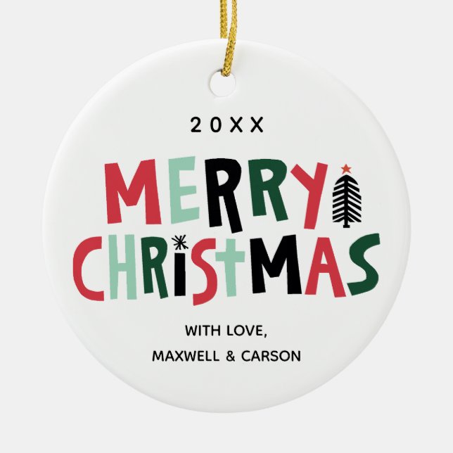 Ornamento do costume do Natal da árvore do bloco (Frente)