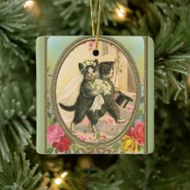 Ornamento do Dia de Casamento de Cat Bride e Groom