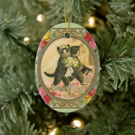 Ornamento do Dia de Casamento de Cat Bride e Groom