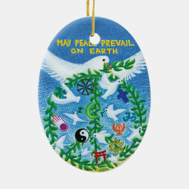 Ornamento do feriado do Natal - paz de mundo (Verso)