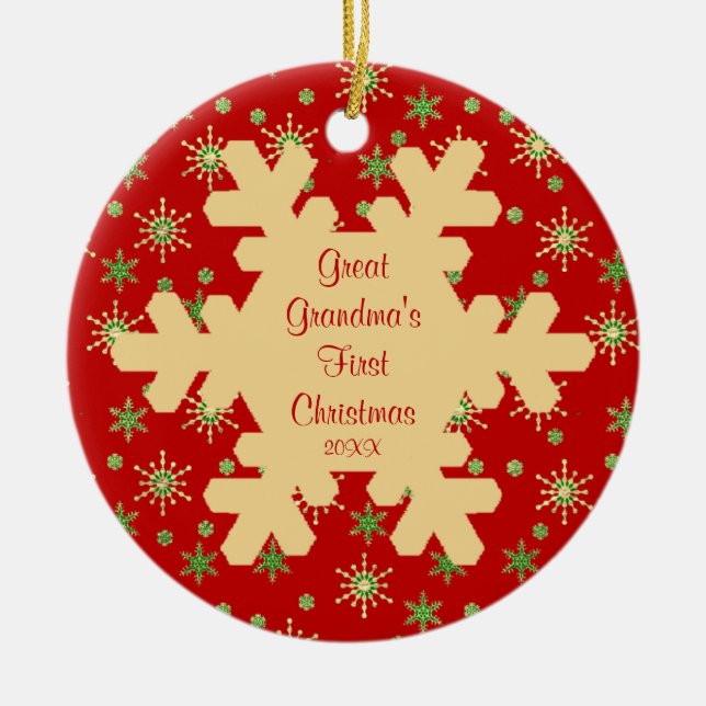 Ornamento do floco de neve do Natal da grande avó (Frente)