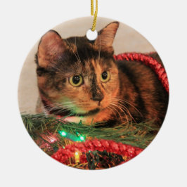 Ornamento do gato de chita do Natal