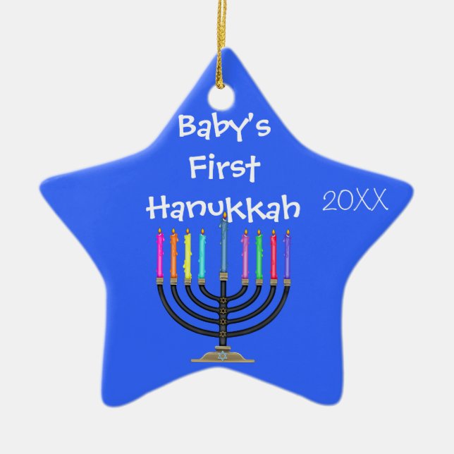 Ornamento do HANUKKAH do BEBÊ DADO FORMA ESTRELA (Frente)