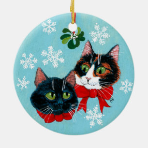 Ornamento do inverno do visco dos gatos do Natal