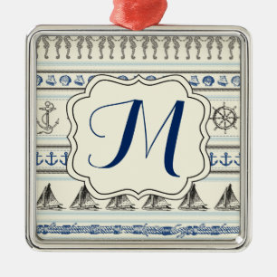 Ornamento do Monograma de Corda Náutica de Navegaç