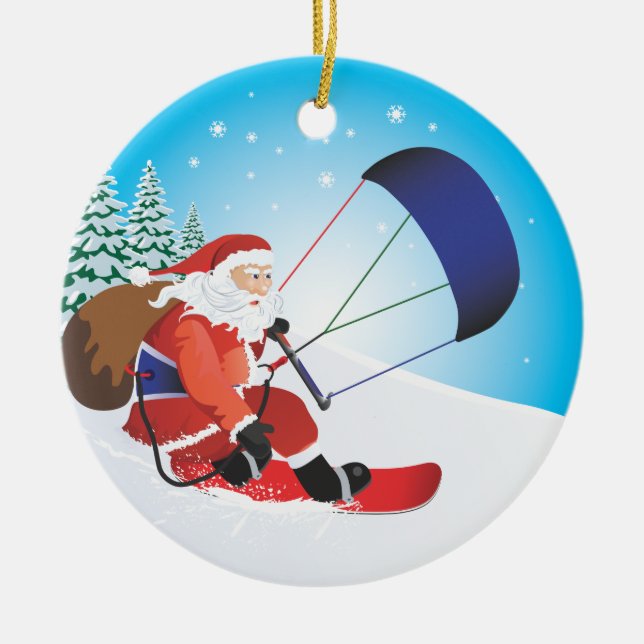 Ornamento do Snowboard de Snowkite do papai noel (Frente)