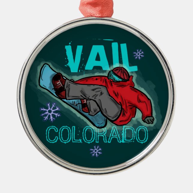 Ornamento do snowboarder de Vail Colorado (Frente)