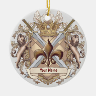 Ornamento do sobrenome Lion Griffin Shield