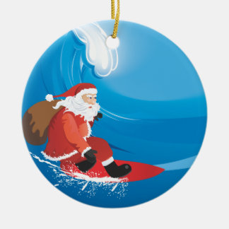 Ornamento do surf do papai noel