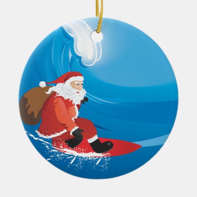 Ornamento do surf do papai noel (Frente)