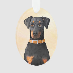 Ornamento Doberman Pinscher Pintura Original Descortada