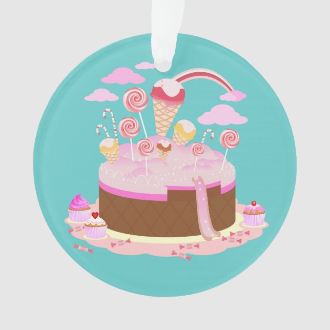 Ornamento Doces e bolo de chocolate para festa de aniversári (Frente)
