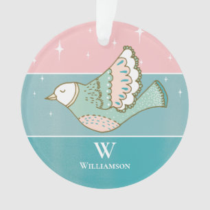 Ornamento Doença de Natal Monograma de Amor Rosa Azul