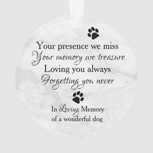 Ornamento Dog Photo Sympathy Cote Marble Pet Memorial (Verso)