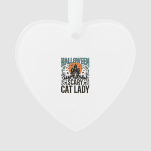 Ornamento Dona do Gato de Halloween Casa Assombrada Assustad