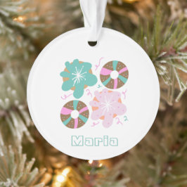 Ornamento Donuts Glacê de Natal Rabiscos Rosa  