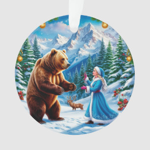 Ornamento Donzela de Neve Encantando Cena de Inverno