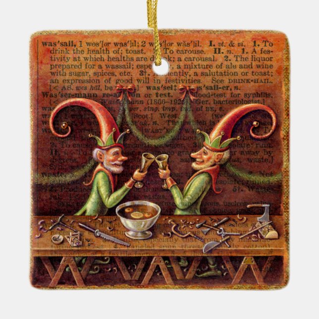 Ornamento dos duendes do papai noel, Wassail (Frente)