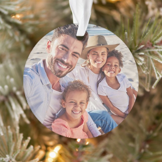 Ornamento Double Sided Custom Family Two Photo Christmas (Árvore)