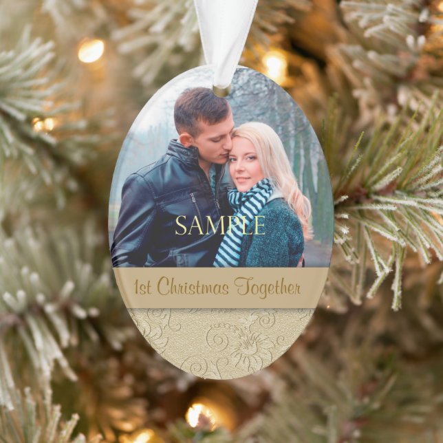 Ornamento Dourada espiral floral Primeira Modelo de Natal (Árvore)