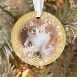 Ornamento Dourado de Natal Pet Cat
