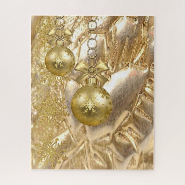 Ornamento Dourado de Natal quebra-cabeça (Vertical)