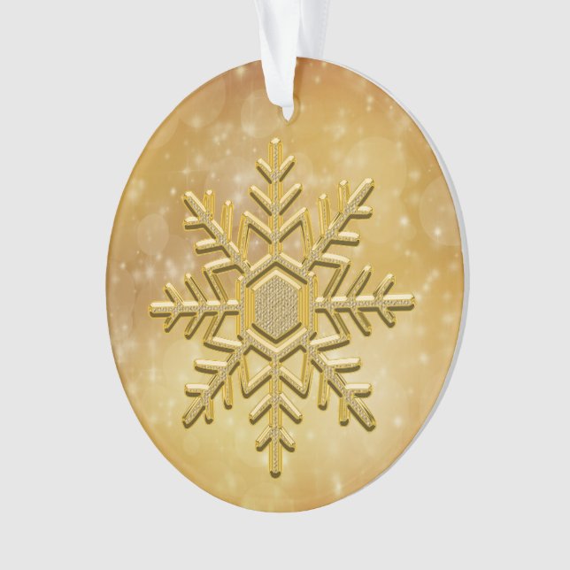 Ornamento Dourado Elegante em Floco de Neve (Frente)