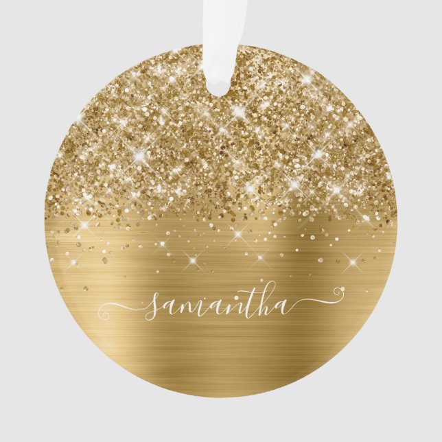 Ornamento Dourado Espelhado Feminino com Caligrafia de Assin (Frente)