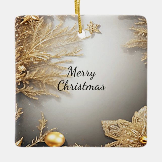 Ornamento Dourado Único de Férias de Natal Decorat (Frente)