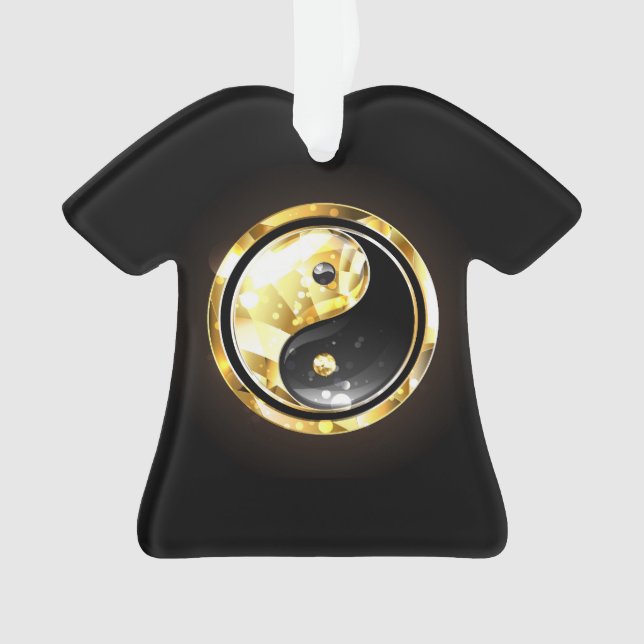 Ornamento Dourado Yin Yang a preto (Frente)