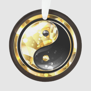 Ornamento Dourado Yin Yang a preto