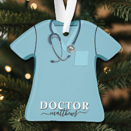 Ornamento Dr. Scrus Stethoscope Blue Shirt Natal