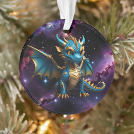 Ornamento Dragão azul estilo Chibi bonito