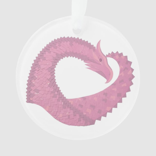 Ornamento Dragão cor-de-rosa em branco (Frente)