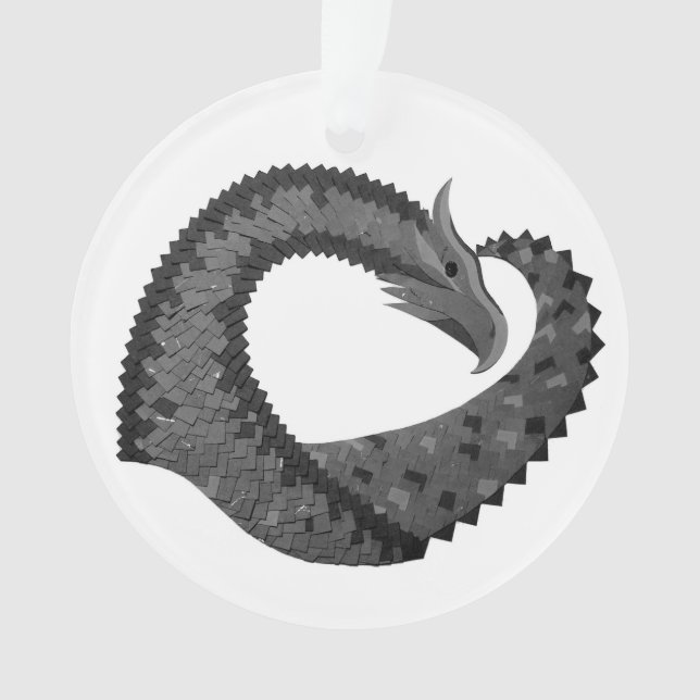 Ornamento Dragão de coração negro em branco (Frente)