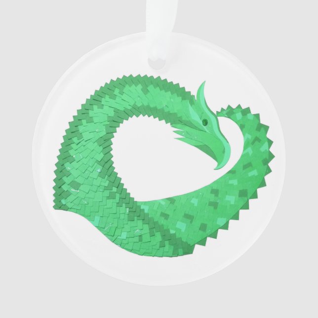 Ornamento Dragão verde no branco (Frente)