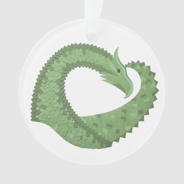 Ornamento Dragão verde-oliva em branco (Frente)