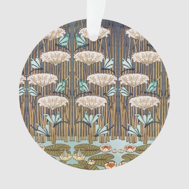 Ornamento Dragões Água Lírios Marsh Art Nouveau (Frente)