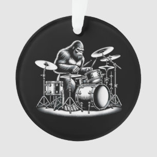 Ornamento Drummer Bigfoot Sasquatch Tocando Tambores Músico 