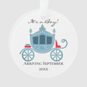 Ornamento É um menino! Anúncio de gravidez na Carruagem azul